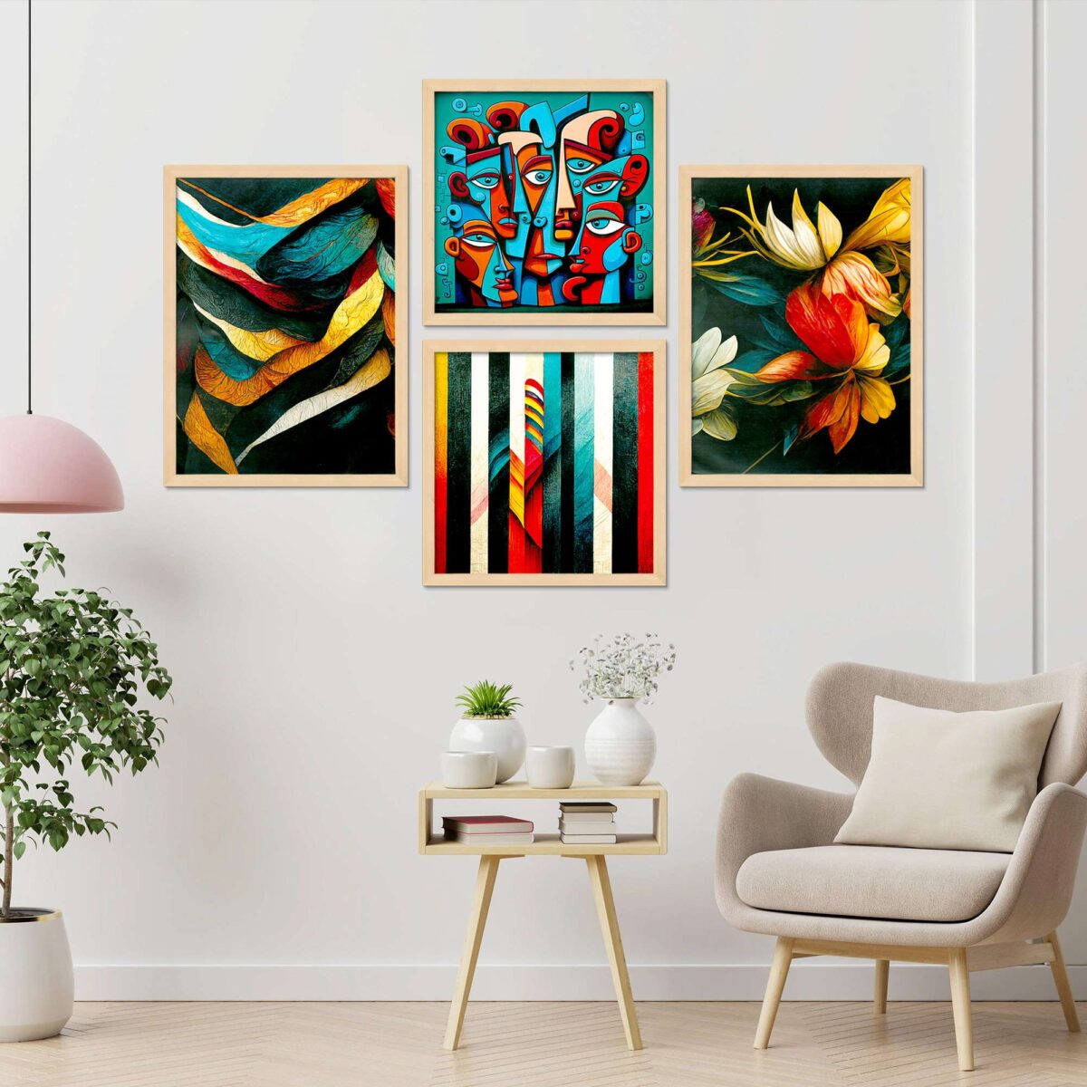 SET OF 4 DIGITAL WALL PAINTING