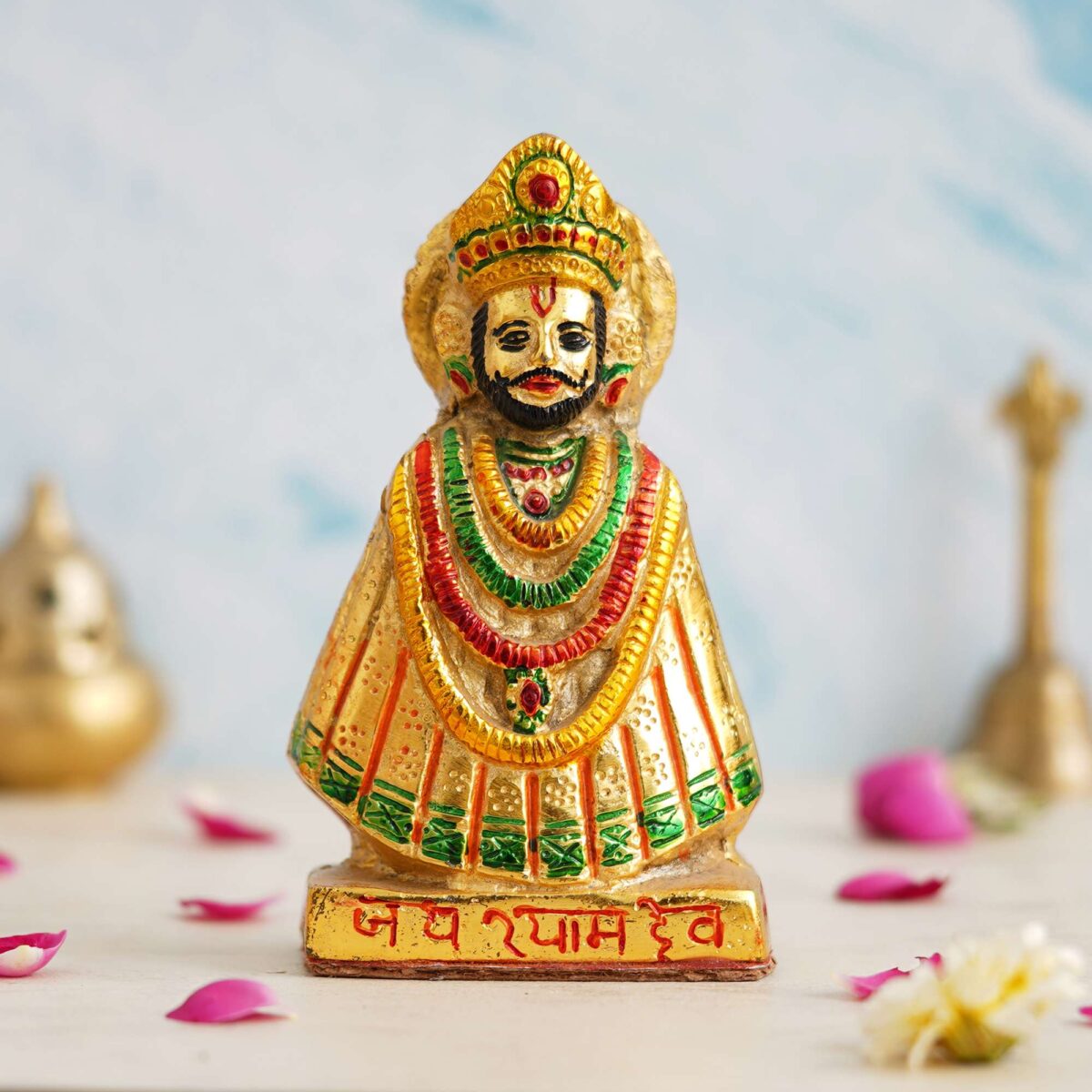 Shree Khatu Shyam Ji Murti Baba Khatu Maharaj Idol Statue Sculpture Pooja Idols - Home D?cor Brass Lord Best Item for Puja and Home, Temple & Office Multicolor - Image 2