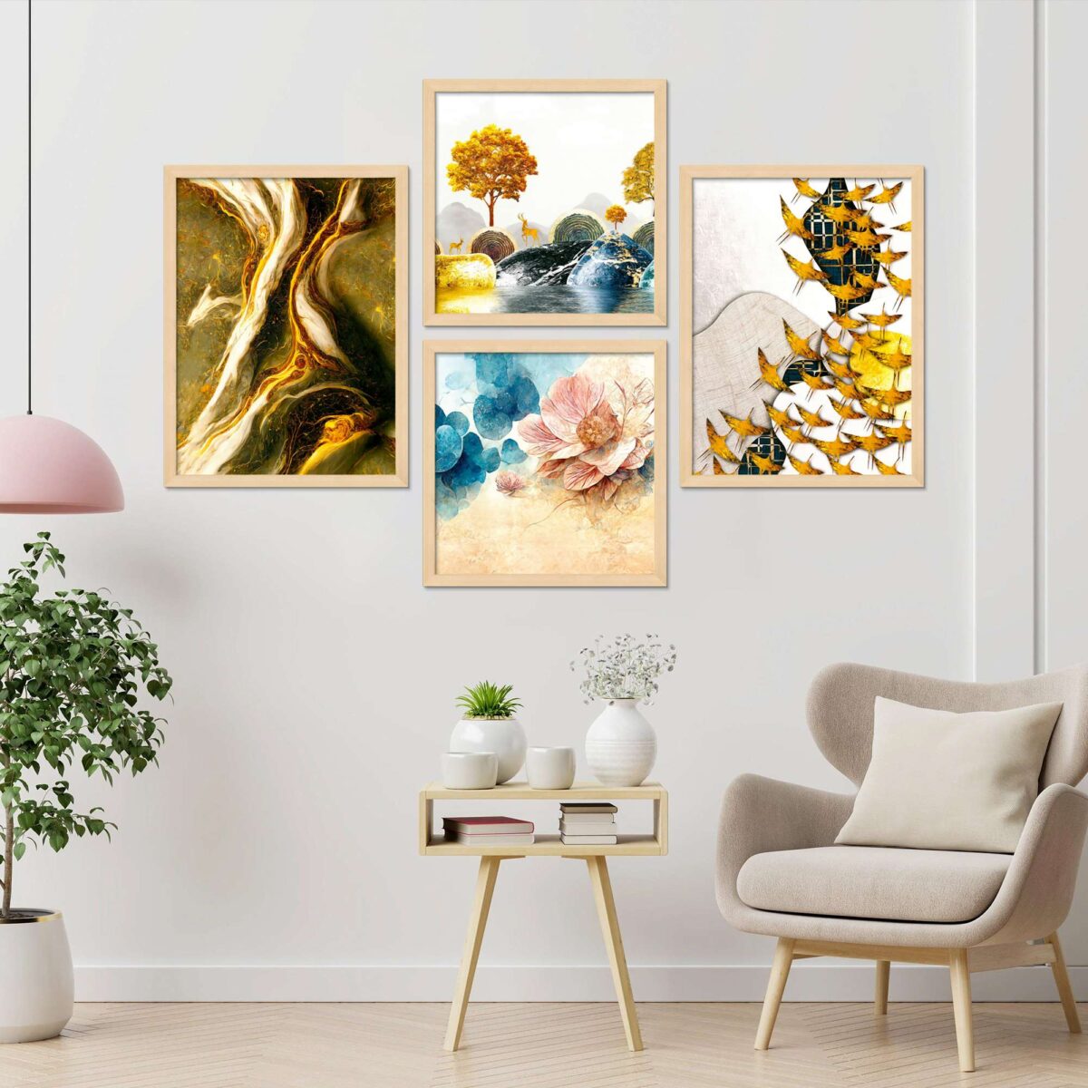 SET OF 4 DIGITAL WALL PAINTING